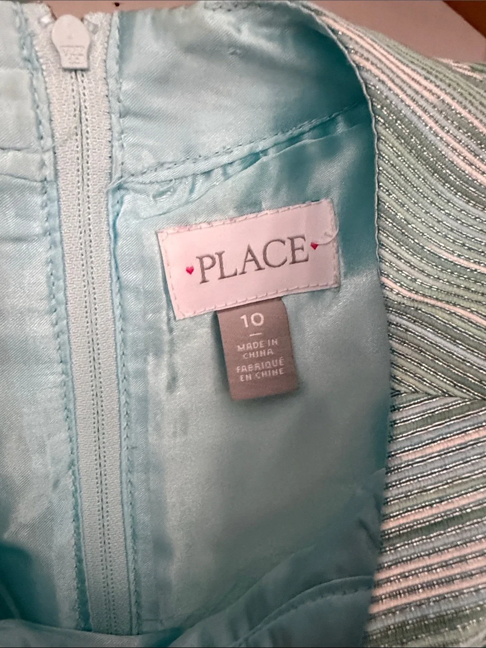 The Children's Place Mint Striped Fit-and-Flare Dress with Silver Belt